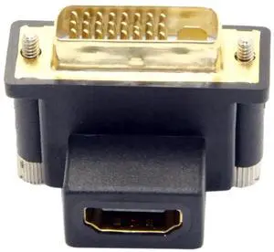 90 Degree Up Angled DVI Male to HDMI Female Adapter, 4K 1080P Converter for PC Graphics Card HDTV 90 Degree Up Angled DVI Male to HDMI Female Adapter, 4K 1080P Converter for PC Graphics Card HDTV