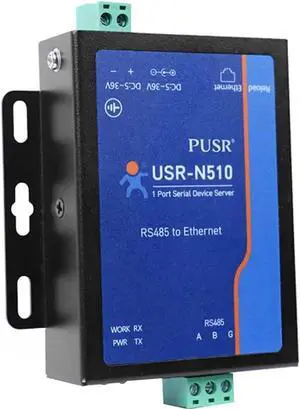 New Version USR-N510 (H7-4) 1-Port RS485 to Ethernet Serial Device Server Modbus RTU to TCP Converter with 12V Power Adapter New Version USR-N510 (H7-4) 1-Port RS485 to Ethernet Serial Device Server Modbus RTU to TCP Converter with 12V Power Adapter