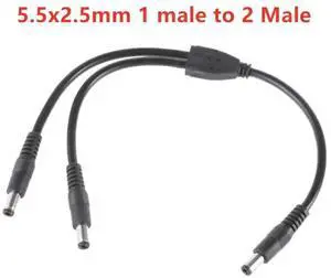 5.5x2.5mm DC Power Splitter Extension Cable 1 Male to 2 Male Plug for CCTV Camera Power Adapter 5.5x2.5mm DC Power Splitter Extension Cable 1 Male to 2 Male Plug for CCTV Camera Power Adapter