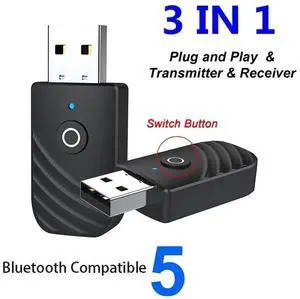 3-in-1 Bluetooth 5.0 USB Audio Dongle, Wireless Stereo Transmitter Receiver Adapter for TV, PC, Car, Earphones & Headsets 3-in-1 Bluetooth 5.0 USB Audio Dongle, Wireless Stereo Transmitter Receiver Adapter for TV, PC, Car, Earphones & Headsets