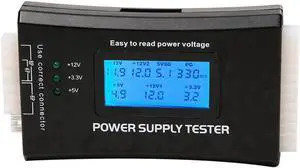 Digital LCD PC Power Supply Tester, 20/24 Pin ATX PSU Tester with SATA & 4Pin HDD Detection Digital LCD PC Power Supply Tester, 20/24 Pin ATX PSU Tester with SATA & 4Pin HDD Detection