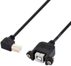 50cm Right Angle USB 2.0 Type B Panel Mount Extension Cable with Locking Screws for Printer, Scanner & Storage Devices 50cm Right Angle USB 2.0 Type B Panel Mount Extension Cable with Locking Screws for Printer, Scanner & Storage Devices