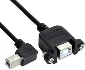 50cm Left 90-Degree USB Type-B Male to Female Panel Mount Extension Cable with Lock Screws for Printers, Scanners & Hard Drives 50cm Left 90-Degree USB Type-B Male to Female Panel Mount Extension Cable with Lock Screws for Printers, Scanners & Hard Drives