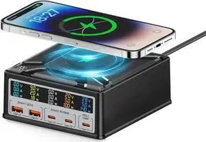 260W 5-Port USB C Charging Station with Wireless Charger, Fast Desktop Multi Device Charger for MacBook, iPad, iPhone 15/14, Samsung Galaxy S24 Ultra 260W 5-Port USB C Charging Station with Wireless Charger, Fast Desktop Multi Device Charger for MacBook, iPad, iPhone 15/14, Samsung Galaxy S24 Ultra