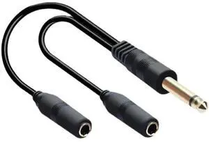 6.35mm 1/4 Inch Y Splitter Audio Cable, Single 6.35 Male to Dual 6.35 Female Stereo Adapter Cord 6.35mm 1/4 Inch Y Splitter Audio Cable, Single 6.35 Male to Dual 6.35 Female Stereo Adapter Cord