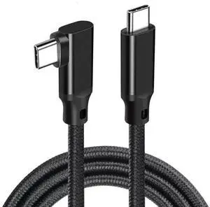 90 Degree USB-C to USB-C VR Link Cable 100W 5A Nylon Braided Cord Compatible with Meta Quest 3S 3 2 Pro Pico 4 Ultra 4 PC VR Gaming Headset Black 90 Degree USB-C to USB-C VR Link Cable 100W 5A Nylon Braided Cord Compatible with Meta Quest 3S 3 2 Pro Pico 4 Ultra 4 PC VR Gaming Headset Black