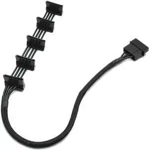 40cm Black Sleeved 18AWG 4-Pin IDE Molex 1 to 5 SATA Power Splitter Cable Adapter for PC Server 40cm Black Sleeved 18AWG 4-Pin IDE Molex 1 to 5 SATA Power Splitter Cable Adapter for PC Server
