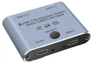 AJMRTC 2 Port Bi-Directional USB3.1 Gen2 USB-C KVM Switch 2 In 1 Out, TB3 Compatible Type-C Selector, 8K@60Hz Video 10Gbps Data 100W PD Charging, Share Monitor KB Mouse for Dual Mac Windows Laptops AJMRTC 2 Port Bi-Directional USB3.1 Gen2 USB-C KVM Switch 2 In 1 Out, TB3 Compatible Type-C Selector, 8K@60Hz Video 10Gbps Data 100W PD Charging, Share Monitor KB Mouse for Dual Mac Windows Laptops