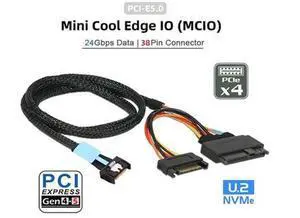 AJMRTC PCIe Gen5 MCIO SFF-8654 4I to SFF-8639 U.2 NVMe SSD 50CM Cable with 15Pin SATA Power, SlimSAS High Speed Storage Wire for Enterprise RAID Card, Data Center Hot Swap Hard Drive Backplane AJMRTC PCIe Gen5 MCIO SFF-8654 4I to SFF-8639 U.2 NVMe SSD 50CM Cable with 15Pin SATA Power, SlimSAS High Speed Storage Wire for Enterprise RAID Card, Data Center Hot Swap Hard Drive Backplane