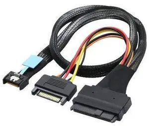 AJMRTC PCIe Gen5 MCIO SFF-8654 4I to SFF-8639 U.2 NVMe SSD 100CM Cable with 15Pin SATA Power, SlimSAS High Speed Storage Wire for Enterprise RAID Card, Data Center Hot Swap Hard Drive Backplane AJMRTC PCIe Gen5 MCIO SFF-8654 4I to SFF-8639 U.2 NVMe SSD 100CM Cable with 15Pin SATA Power, SlimSAS High Speed Storage Wire for Enterprise RAID Card, Data Center Hot Swap Hard Drive Backplane