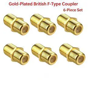 6Pack GoldPlated F81 Barrel Coax Coupler, FType Female to Female RG6 RG59 Coaxial Cable Extension Connector, 3GHz LowLoss Adapter for HDTV, Antenna, Satellite Dish, Cable Modem, CATV 6Pack GoldPlated F81 Barrel Coax Coupler, FType Female to Female RG6 RG59 Coaxial Cable Extension Connector, 3GHz LowLoss Adapter for HDTV, Antenna, Satellite Dish, Cable Modem, CATV