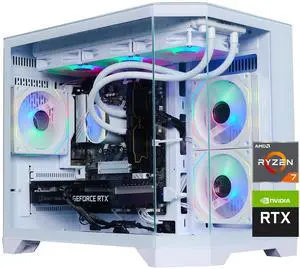 ICEWOLF White Gaming Desktop PC , Ryzen7 7700, Geforce RTX 5060 ,B650M 32GB DDR5 1TB NVMe SSD, 650W  PSU, Wi-Fi,Liquid Cooler,ARGB Fans , Windows 11 ,Prebuilt Gaming Pc New compute