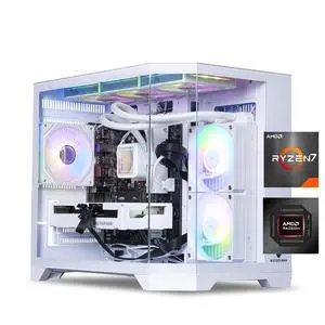 ICEWOLF white Gaming Desktop PC , Ryzen5 9600X, Radeon RX 9060XT 16G,16GB DDR5 1TB NVMe SSD, 650W GOLD PSU, Wi-Fi,360 Liquid Cooler,ARGB Fans,Windows 11 Home 64-bit ,Prebuilt Gaming Pc New computer