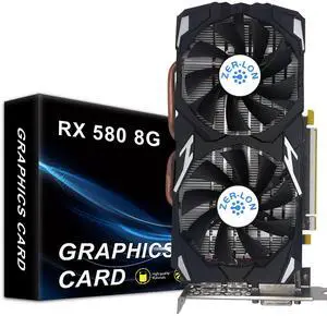 ZER-LON RX 580 8GB Graphics Card, 2048SP 1289MHz GDDR5 256 Bit Pc Gaming Video Card with Dual Cooling Fan, HDMI, 3*DP, DVI-Output, PCI Express 3.0 Computer GPU for Office and Gaming