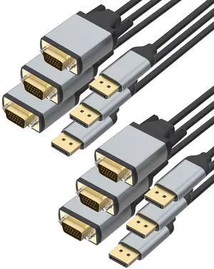 Foboiu DisplayPort to VGA Cable 3 Feet 6 Pack, DP Display Port to VGA Adapter Male to Male Monitor Cables Gold-Plated Cord Aluminium HD 1080P for for Computer, Monitor, TV, Projector