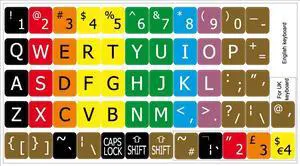 Learning Large Lettering (Upper CASE) English US Colored Keyboard Decals