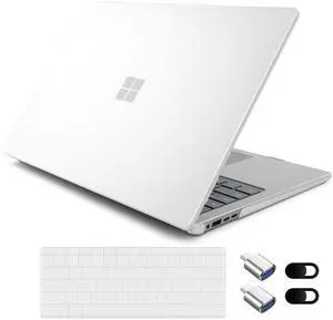 Loyrina Crystal Frosted Case for 15" Microsoft Surface Laptop Copilot+ PC 2024 (7th Edition), Lightweight Ultra-Slim Shell with Soft Keyboard Cover, OTG Adapter & Webcam, Frosted Clear