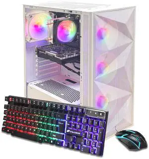 STGAubron Gaming PC Desktop Computer, AMD Ryzen 7 5700X up to 4.6G, GeForce RTX 3060 12G, 16GB DDR4, 1TB SSD, WiFi 6 & BT 5.2, RGB Fan x4, Windows 11 Home,White