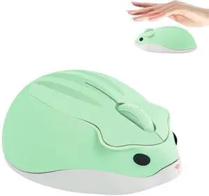 Wireless Mouse Cute Hamster Shape Silent Quiet Click Portable Mobile Fun Travel Optical 1200DPI USB Funny Cool Cordless Mice for PC Laptop Computer Notebook MacBook Kids Girl Women Men Adults Gift