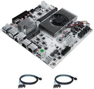 StoneStorm 8-Bay NAS Mini-ITX Motherboard with fan, 10GB AQC113C NIC, Dual 2.5GbE port, DDR5 MAX 48G, Dual M.2 NVMe 2280, PCI-E x4, Type-C 10Gbps, Dual 4K Display, TF slot (N305 with 2 SFF-8643 cable)