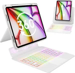 GUSGU SplitFolio Detachable iPad Air 11 Inch (M3/M2,2025/2024), 10.9" iPad Air 5th/4th, 11" iPad Pro 4/3/2/1 Keyboard Case with Kickstand, 360° Rotation, Up-Down Lift Protective Case for iPad, White