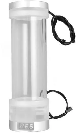 210mm CPU RGB Water Cooling Pumpe Reservoir,300ML Water, G1/4 Thread Port, PC CPU Water Cooling System Heat Exchanger Tool,Transparent Acrylic Material (Silver White Temperature
