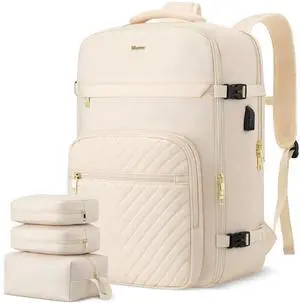 MOMUVO Travel Backpack Sets for Women,Carry On Backpack Flight Approved,Large Laptop Backpack Luggage Backpack with USB Charging Port, 17.3 Inch
