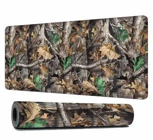 Y YIHANGBEST Woodland Camouflage Mouse Pad Desk Mat Tree Branch and Leaf Decor Large Gaming Mousepad for Keyboard PC.Home,Office 35.4"X15.7"