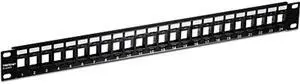 TRENDnet 24-Port Blank Keystone 1U Patch Panel, 1U 19" Metal Rackmount Housing, Recommended with TC-K25C6 & TC-K50C6 Cat6 Keystone Jacks (Sold Separately), Black, TC-KP24