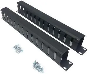 QiaoYoubang 2 Pack- Metal 1U 19 Inch Cable Manager 12 Big Slots Horizontal Rack Mount Wire Organizer Cable Management System with Cover and Mounting Screws for 19" Network Cabinet(1UCM12S2PC)