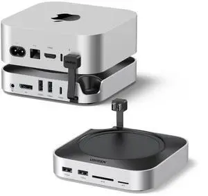 UGREEN Mac mini M4 Dock and Stand DP Hub for Mac mini M4 and M4 Pro 2024 with M.2 NVMe SSD Enclosure, 4K144Hz DP,10G USB A/C, SD/TF, Audio