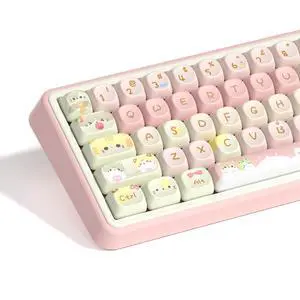 dagaladoo PBT keycaps Set,MOA Profile keycaps Cute,Pink keycaps 60% 75% 100%,Dye Sublimation Keyboard caps,134 Key Custom Key caps for Gateron MX Switches Mechanical Keyboard