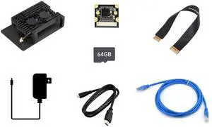Waveshare Dual Camera Accessories, Compatible with Raspberry Pi 5, Bundle with 2pcs PI5-IMX219-120 Camera,TF Card 64GB, Power Supply and so on (7 Items)