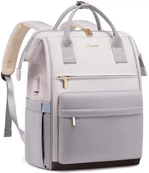 LOVEVOOK Laptop Backpack for Women 15.6 Inch, Travel Backpack with USB Charging Port Large Capacity Laptop Bag, Waterproof Bag for Business College Airline Approved Work Backpack(Grey)