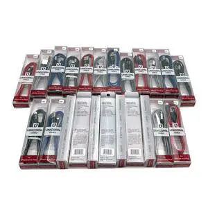 Unicorn Trade 25 Packs Supreme USB Charging Cables Compatible with iPhone Series 14 or Earlier USB to 8-Pin Charge + Sync Data Braided Cable 3.3ft / 1m Wholesale Bulk Lot