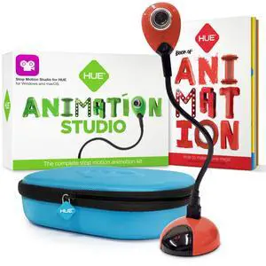 HUE Animation Studio: Complete Stop Motion Kit (Camera, Software, Book) for Windows/macOS (Red) with Carry Case
