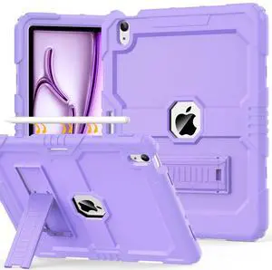OKP Case for New iPad Air 13 inch M3 (2025), for iPad Air 13-inch M2 (2024), Heavy Duty Shockproof Rugged iPad Air 13'' Protective Cover with Pencil Holder & Built-in Stand, Light Purple