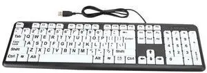 Ejoyous Large Print Computer Keyboard, 104 Keys USB Wired Keyboard White Print Letters for Elderly Seniors Visually Impaired Low Individuals, Compatible Desktop Laptop PC (Black)
