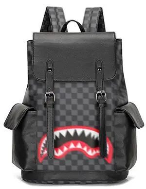 Black Shark Backpack,Large Capacity Backpack,Multi-Purpose Laptop Backpack Premium PU Leather Travel Outdoor Activities