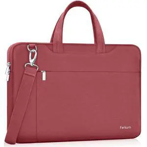 Ferkurn Laptop Bag Case Women Men Computer Sleeve with Shoulder Compatible with HP Envy Pavilion/Inspiron/Thinkpad/Vivobook/MSI/Surface,Waterproof Briefcase with Handle, Red, 17 17.3 Inch