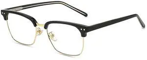 SooGree Blue Light Blocking Glasses Men Women Half Frame UV400 Glasses Clear Lens Anti Eyestrain Glasses Computer Gaming (Metal, SG2152 Black Gold)