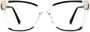Zeelool Oversized Blue Light Glasses for Woman Black Butterfly Eyeglasses Fashion Computer Eyewear Anti Eyestrain Shelia JGT345649-05B