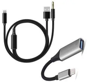 [Apple MFi Certified] Lightning to USB Camera Adapter & Charging Audio Cable for iPhone for iPhone 14 13 12 11 ipad ...