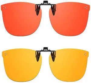 DreamCalf 2 Pack Clip On Blue Light Blocking Glasses Fit Over Prescription Glasses for Women Men