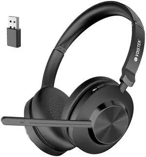 Wireless Headset with Mic, Wireless Work Headset with Mic Noise Cancelling & Mute Button (with Bluetooth V5.3, USB Dongle) for PC Computer Laptop Cell Phones Remote Work Home Office Call Center Zoom