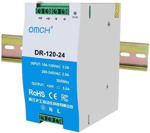 DIN-Rail Power Supply, 120W AC to DC, 24V 5A (DR-120-24)