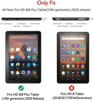 Fire HD 8 Tablet Case, Kindle Fire 8 Case Kids, DiHines Shockproof Light Weight Kids Case for Amazon Kindle Fire HD 8 & Fire HD 8 Plus (8" Display) 10th Generation 2020, Pink