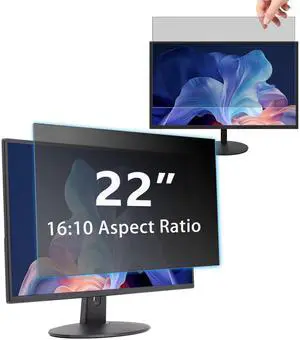 VanHooc 22" Privacy Screen Computer for 16:10 Aspect Ratio, 2-Sided Removable Anti-Peeping/Anti-Glare, Blue Light Block, UV Protect, Reduce Strain, Anti-Scratch, Fits 22-inch 16:10 Protector Film