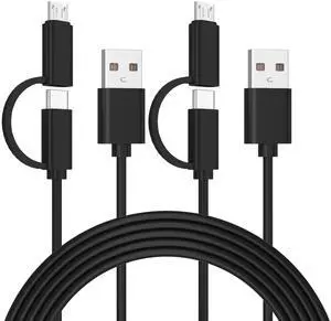 10FT 2in1 Charging Cord Replacement for Kindle Fire HD 6 7 8 10, Kindle Oasis, Paperwhite, Amazon Fire Max 11, Kindle E-Readers, Android USB C&Micro USB Charging Cable(2 Packs)