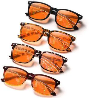 DioKiw 4pcs 99% Blue Light Blocking Glasses Women and Men Lightweight Eyeglasses Frame Gaming Glasses Reduce Eyestrain